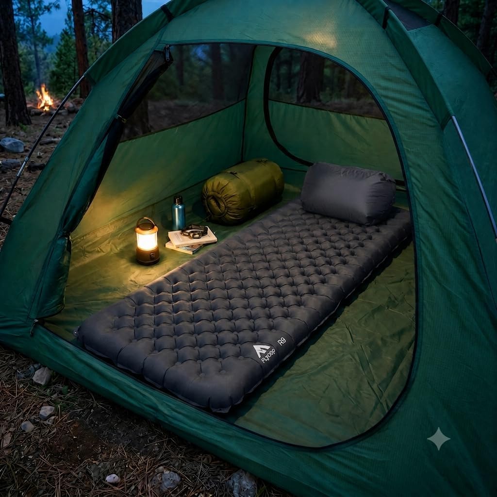 Camping Sleeping Pad, SGS Certified 9.0 R-Value 4" Thick Inflatable Camping Mattress Ultralight Insulated Sleeping Pad for Tent, Car Camping, Truck Bed & All Season Outdoor Use