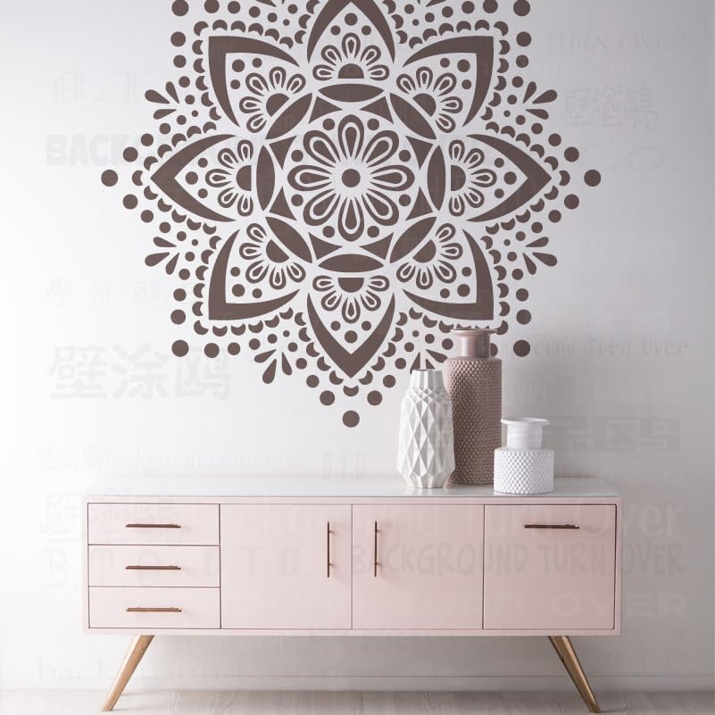 Pochoir géant de 120 cm avec motif floral rond pour décoration, peinture, grand modèle, murs réutilisables, grands modèles pour la peinture de niche, mur,...