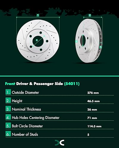 Miniatura 706 de SCITOO Juego de 2 frenos de freno ranurados traseros para Chrysler Town & Country, 08-16 para Dodge Grand Caravan, 09-13 para Dodge Journey, 12-15