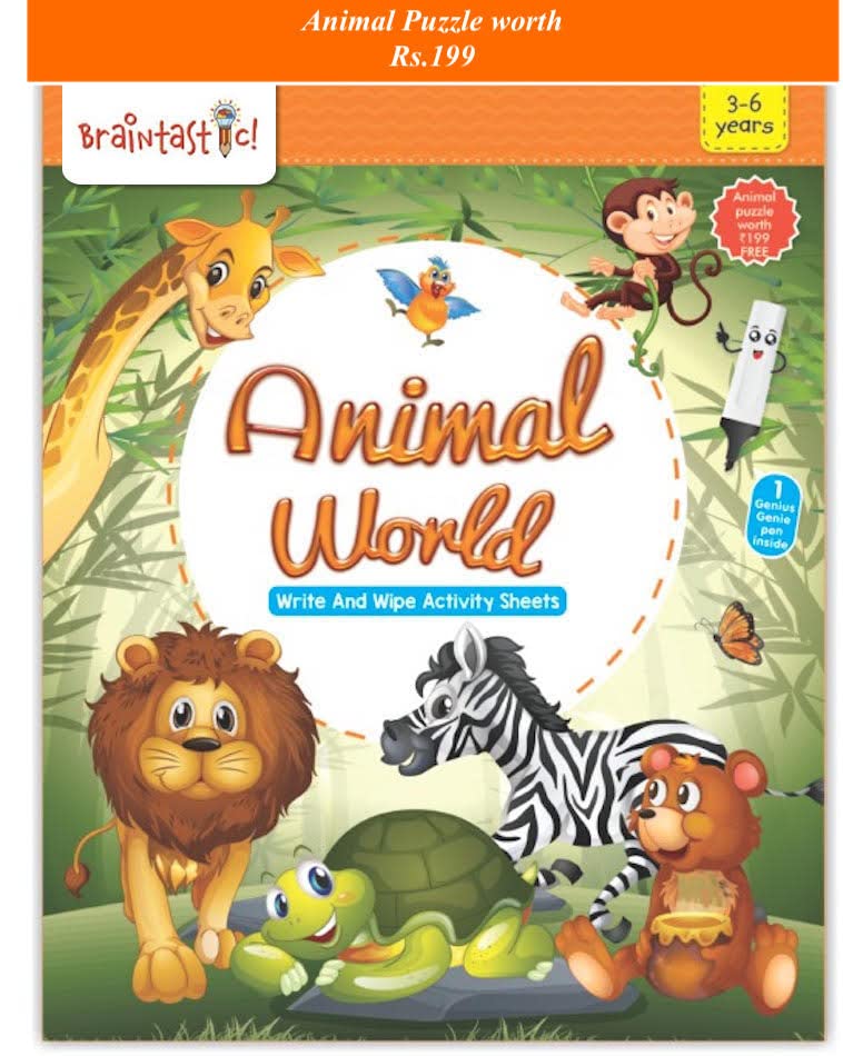 Braintastic Educational Game (3-6 yrs):Animal World / Kids Toys/Write & Wipe Activity Sheets/ Free 12 pc Puzzle inside (B08RNQS66K) Amazon Price History, Amazon Price Tracker