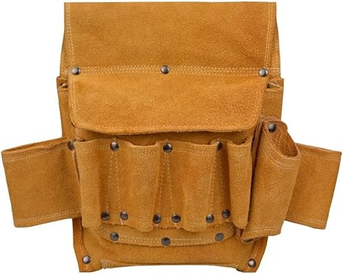 ZORILO Bolsa portaherramientas, cinturón de Herramientas de Cuero con 9 Bolsillos for constructores, carpinteros, jardineros, electricistas, Bricolaje