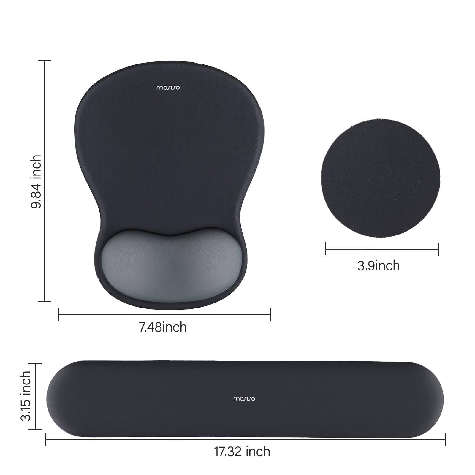 MOSISO Supporto Poggiapolsi Mouse Pad Ergonomico Tappetino Tastiera Memory Foam Antiscivolo Grigio Ardesia