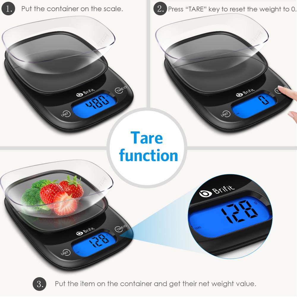 Digital Kitchen Scale Electronic Scales Food Cooking Scale Food Measuring Weight Kitchenl Scales for Kitchen Measuring Tool (Color : Black Noir)
