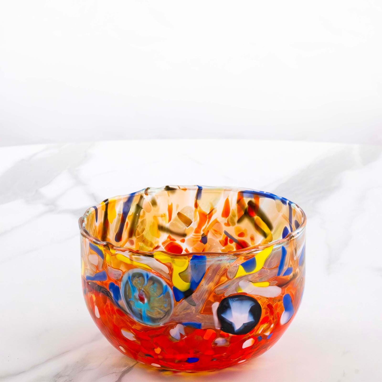 MurArt Coupelles en verre de Murano.Decoro MG. Diamètre 12 cm. Fabriqué à la main en Italie. (Rouge)