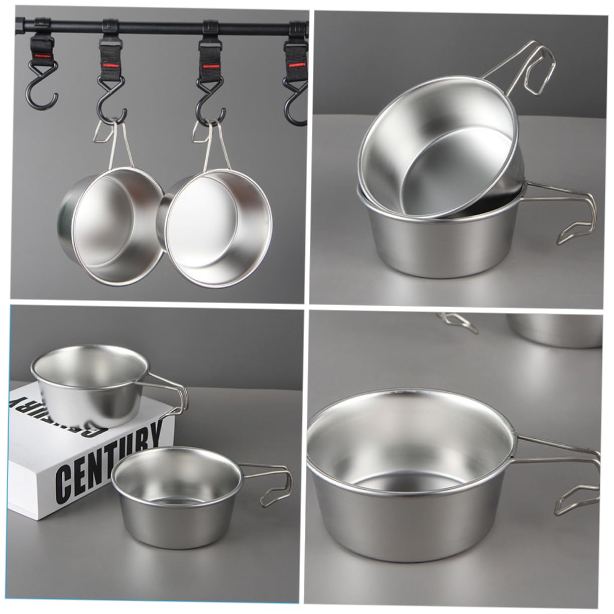 HANABASS Hollow Handle Design Easy to Hang Store Steel Bowl for Outdoor Meals Camping Cookware Salad