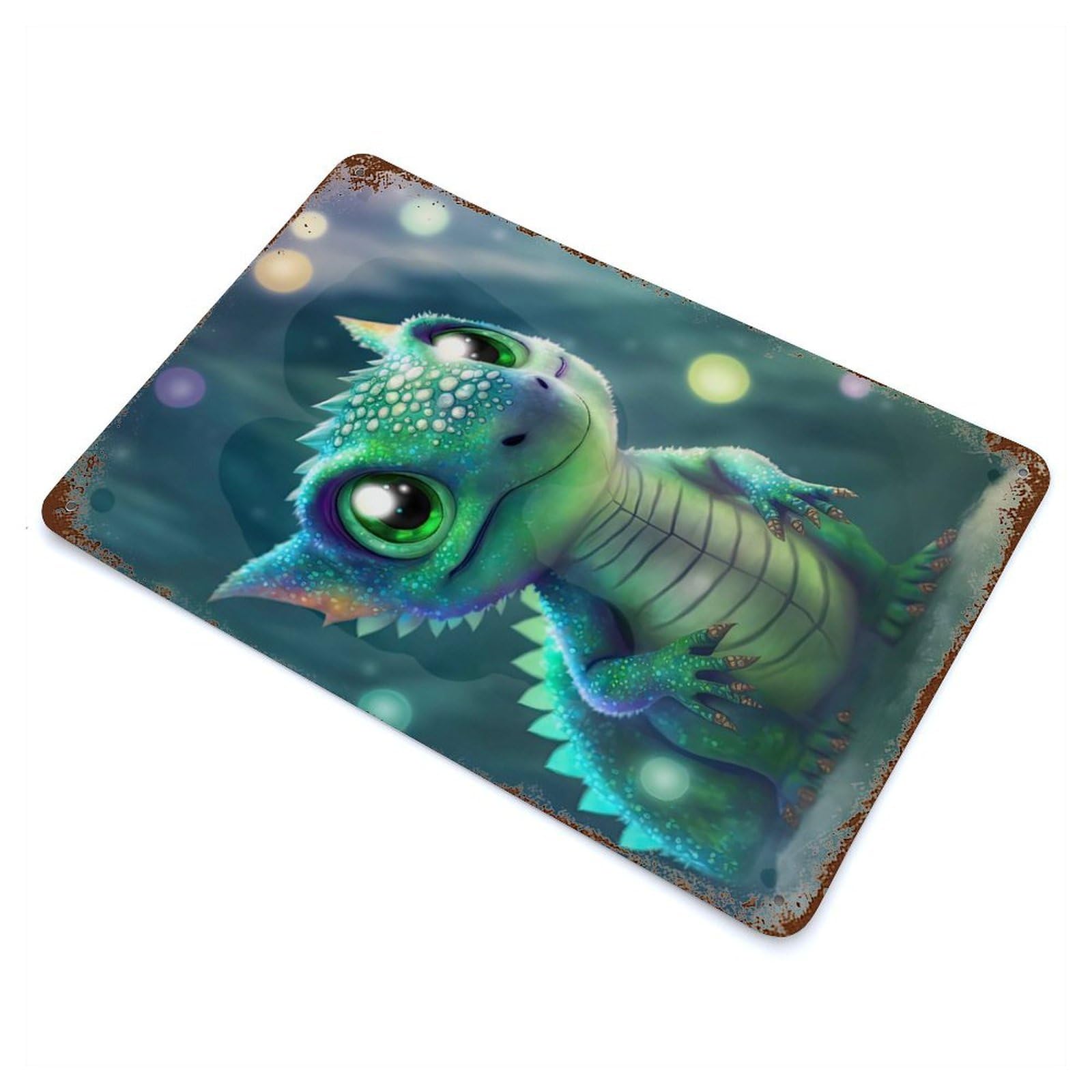 Baby Dragon Neon Decorative Tin Sign 11.8"x7.9", for Cafe, Home Bar And Lounge Decor, Decorative Metal Wall Art