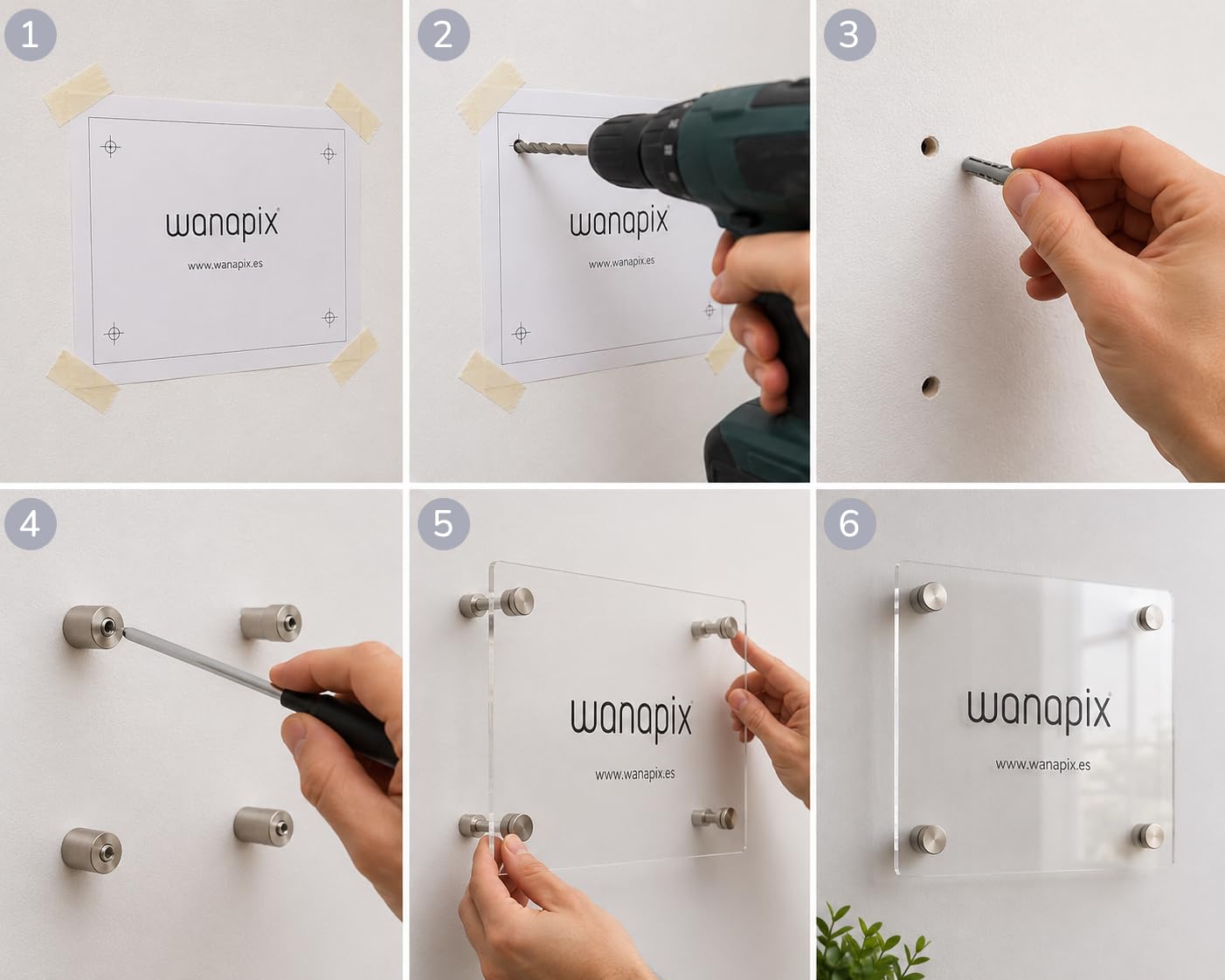 Wanapix | Placa Metacrilato A4 Personalizada | Letrero Personalizado Empresa/Negocio/Oficina/Despacho | Tornillos Incluidos | Rectangular 30x21 cm