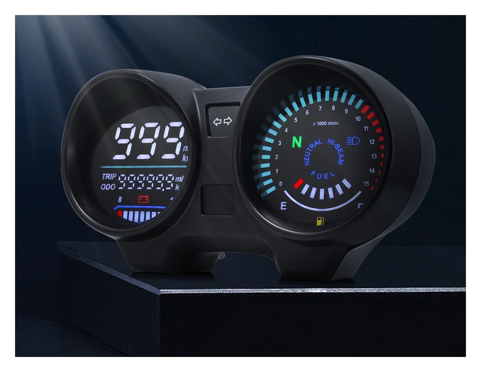 Moto tacómetro Digital Medidor Tablero Digital para Motocicleta, Medidor De 15000 RPM, Velocímetro, Odómetro, Kilometraje, Millas para Hora (KM/H), Nivel Combustible, Accesorios para Ventilador CG150