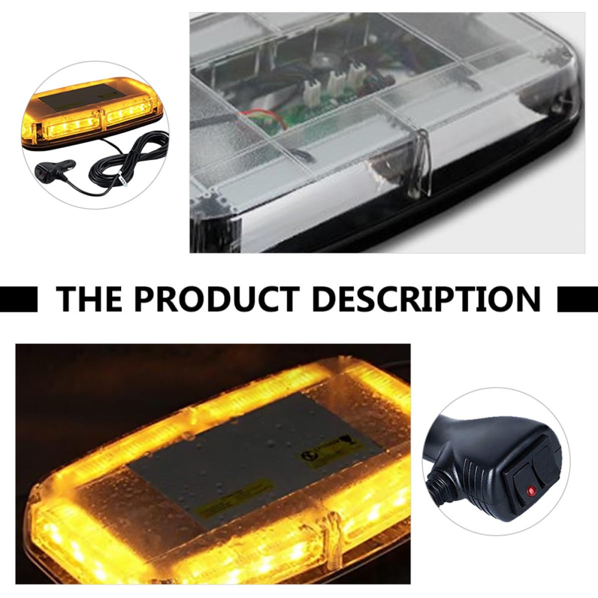 Luz de Advertencia LED de Alta Luminosidad para Coche y Camión Base Magnética, Material Abs Resistente, Adecuado para Emergencias y Condiciones de Nieve