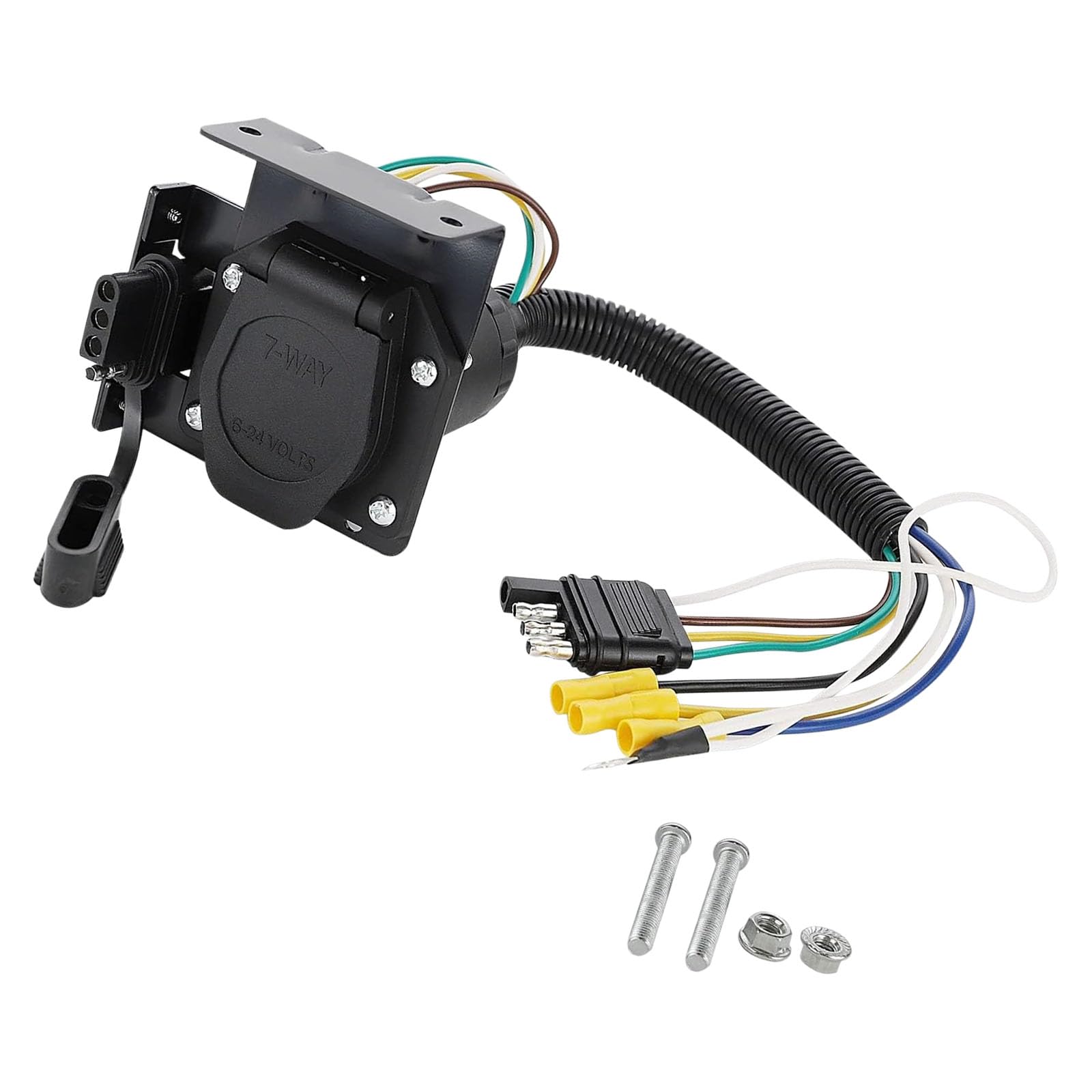 Conector de Remolque de 4 vías, a 7 aspas, con Doble Salida, Adaptador de arnés de 4 a 7 para Enlace de Remolque Ligero de vehículo