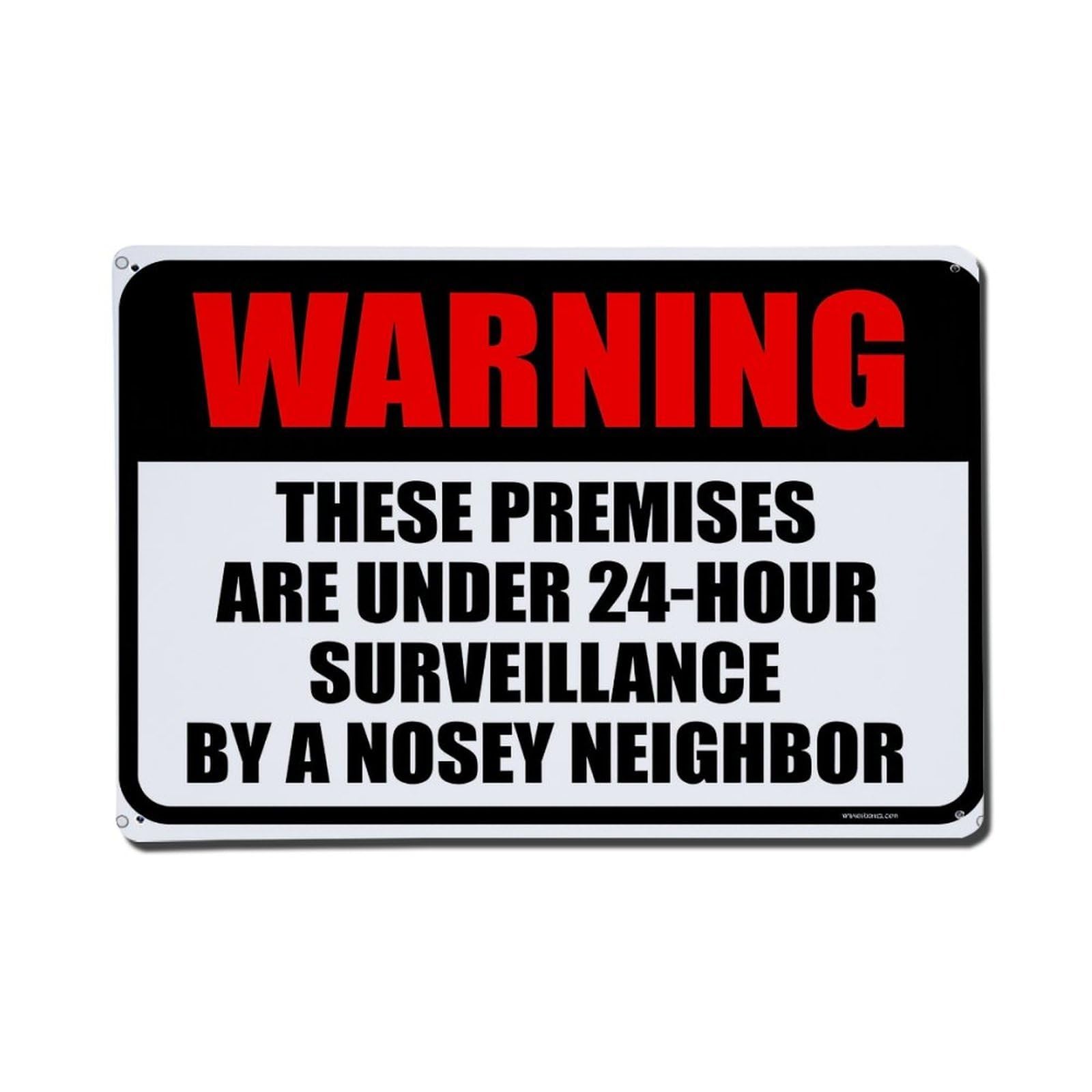 Warning Sign With Text And Border Tin Sign Vintage Metal Poster, Home Bar Garage Man Cave Cafe Indoor & Outdoor Wall Decoration 8x12Inches