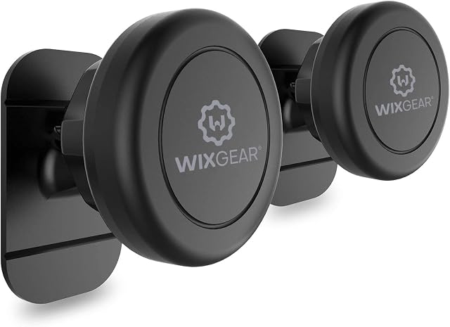 Magnetic Car Mount, WixGear Universal Stick On Mount (2 Pack) Dashboard Magnetic Phone Holder for Car, for Cell Phones and Mini Tablets with Fast Swift-snap Technology, Strong Phone Mount for Car