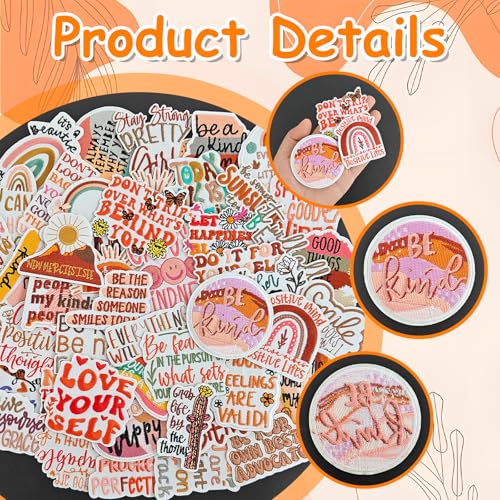 EMORBALS 50 Pcs Boho Iron on Patches, Embroidered Positive Affirmation Iron on/Sew on Patch for Clothes, Hat, Jacket, T-Shirt, Etc