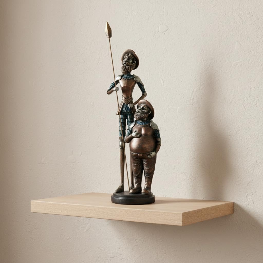 Figura Clásica Don Quijote y Sancho Panza en Resina, Decoración Hogar, Arte Español