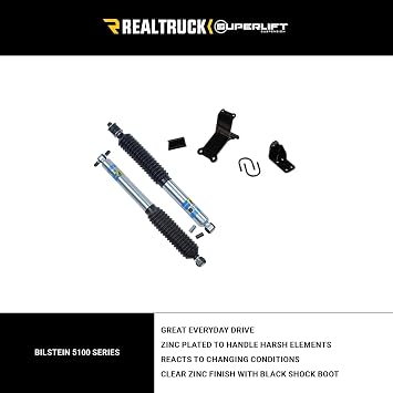 RealTruck SUPERLIFT SUSPENSION High Clearance Dual Steering Stabilizer Kit for Jeep Wrangler JK | Bilstein 5100 Series Cylinders | 92105 | Fits 2007-2018 Jeep Wrangler JK / JKU with 1.5 Lift or More