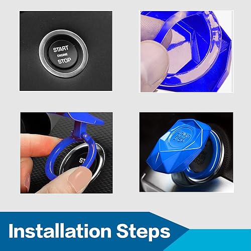 Miniatura 10 de Cubierta de botón de arranque del motor, decoración de interruptor de automóvil, aleación de aluminio antiarañazos (gris oscuro)