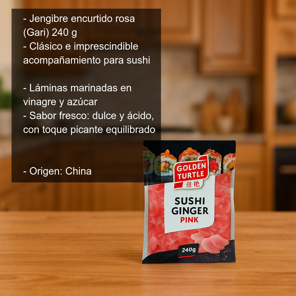 Gari Jengibre Encurtido Rosa 240 g para Sushi Acompañamiento Japonés