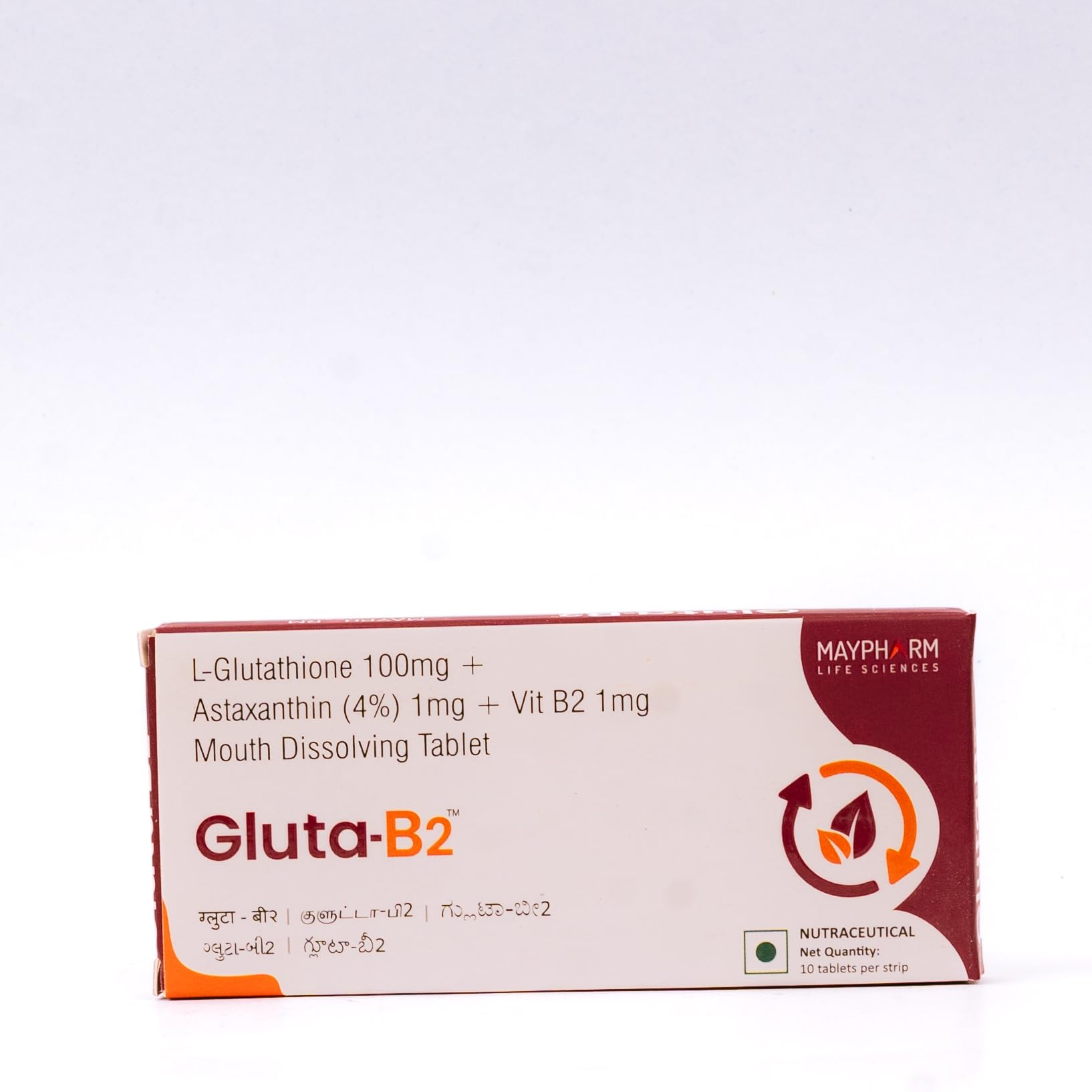 rm glutathione Gluta B2 MDT Tablets | L-Glutathione 100mg, Astaxanthin & Vitamin B2 |  Antioxidant Nutritional Supplement
