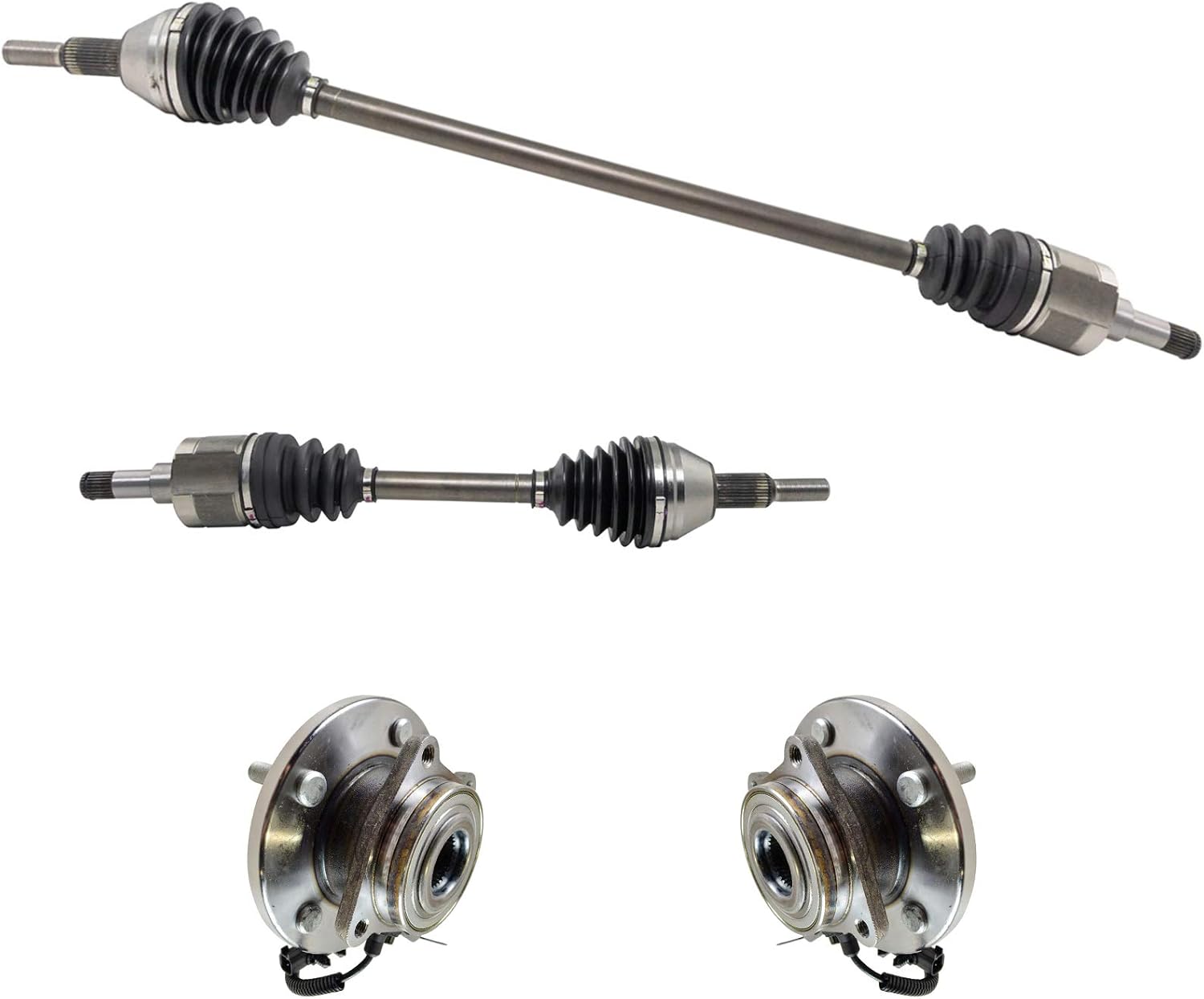 TRQ Front Drivetrain Kit CV Axle Shaft Assembly Wheel Hub Bearing Assembly Compatible with 2008-2010 Chrysler Town & Country Dodge Grand Caravan