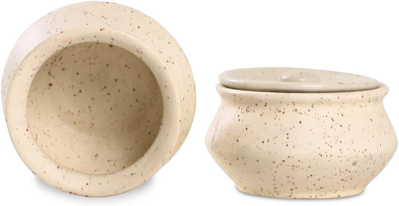 Caffeine Ceramic Stonware Handmade Cream Matte Dip and Sauce Set of 2, 120 ML (Microwave & Dishwasher Safe)