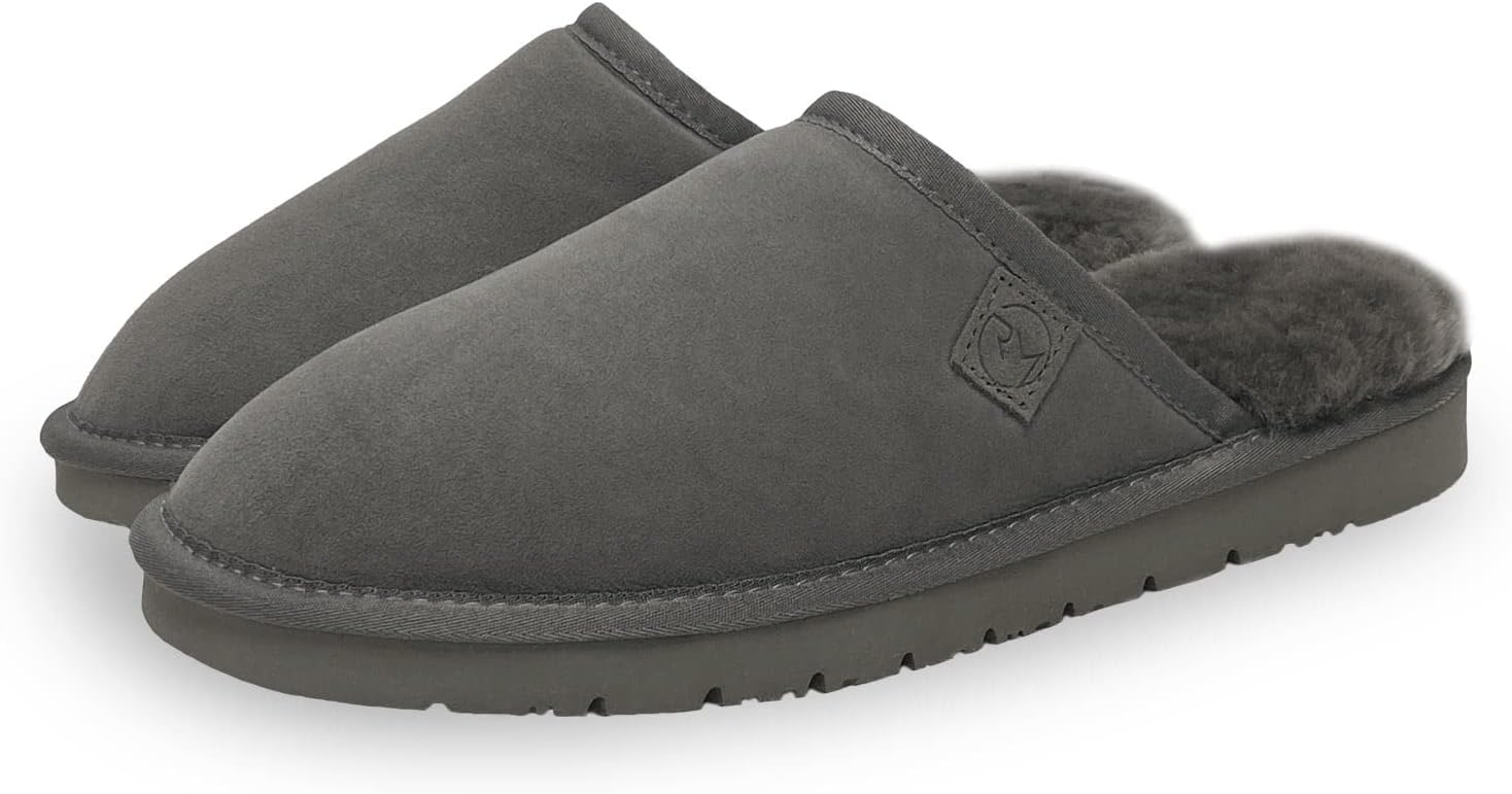 Rohn Moden Men's Sheepskin Slippers Loisl Premium Quality, Warm and Luxurious Footwear Genuine Sheepskin fur - Grey