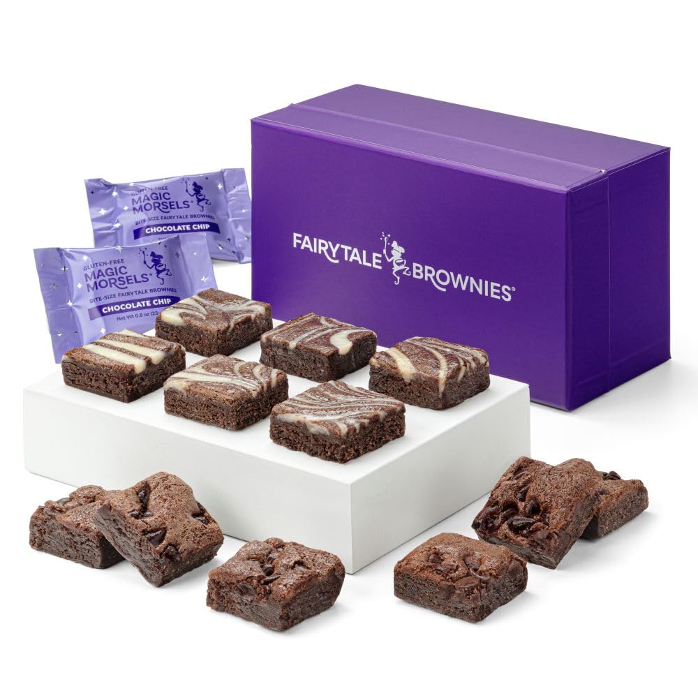 Fairytale Brownies GLUTEN-FREE Magic Morsel Dozen Individually Wrapped Gourmet Chocolate Food Gift Basket - 1.5 Inch x 1.5 Inch Bite-Size Brownies -