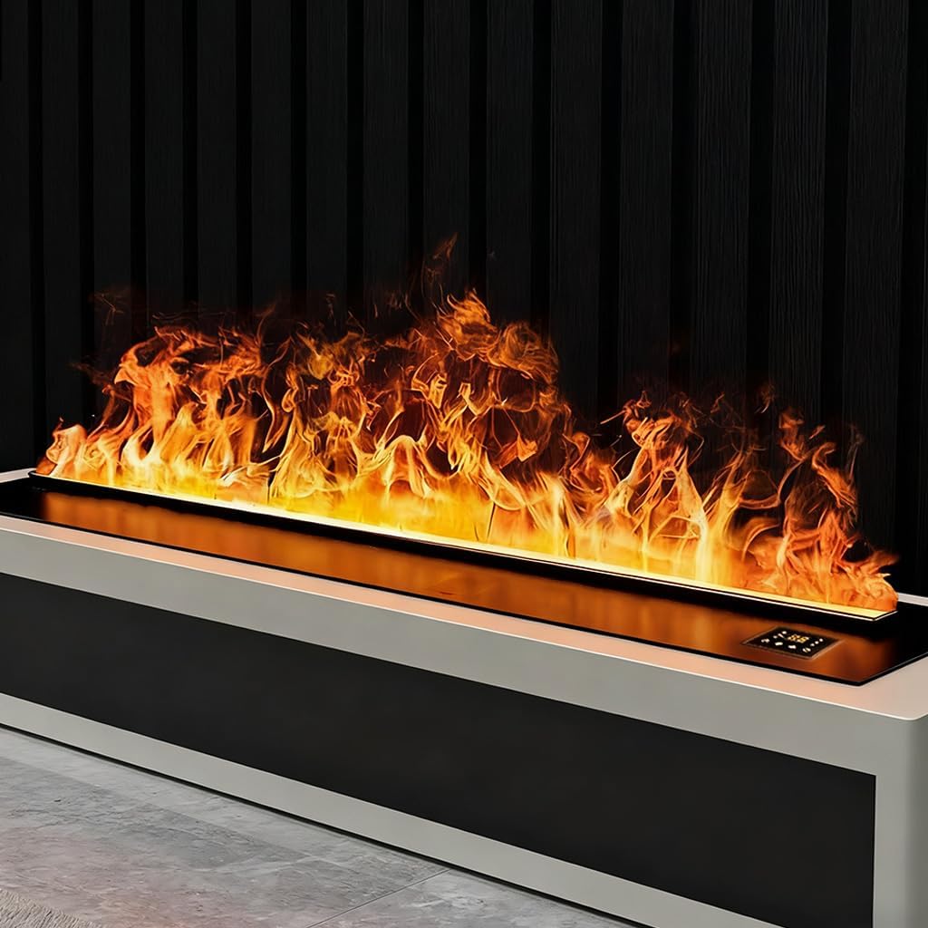 Water Vapor Fireplace 70.87 in Color Flames Remote & Smart App Steam Electric Fireplace Automatic Water Control 304 Stainless