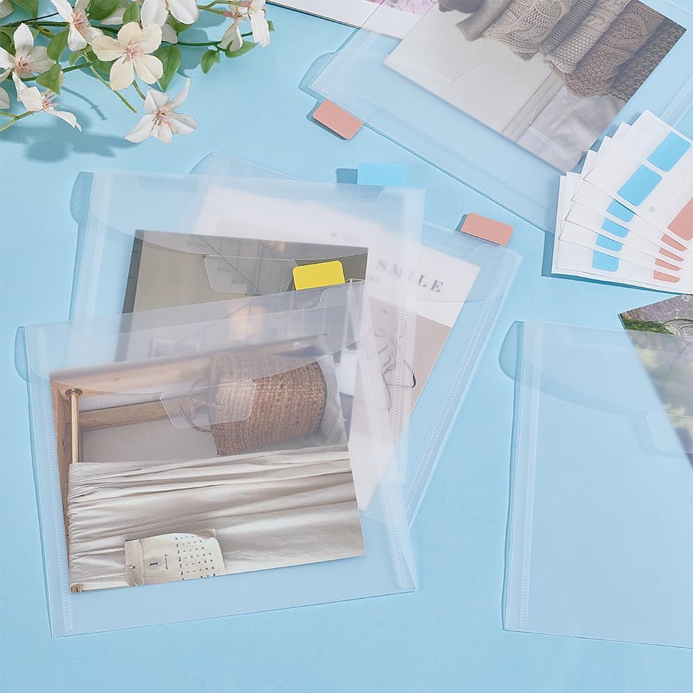 WADORN 40 Pcs Scrapbook Paper Storage Organizer with 20 PCS Waterproof Index Tabs 6.7 x 6.6 Inch Clear PP Plastic Craft Paper Storage Organizers for Separating Paper Holding Cardstock Files Photo