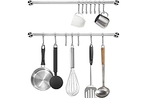 Kitchen Utensil Rack 2 Pack: Space-Saving Wall Mounted Storage for Pots, Pans, and Cooking Tools