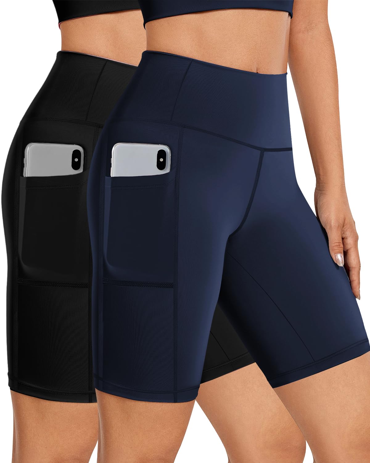 Buauty2 Pack Biker Shorts Women Tummy Control With Pocket