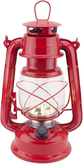 Vintage LED Hurricane Lantern, Warm White Battery Operated, Antique Metal Hanging Lantern with Dimmer Switch, 15 LEDs, 150 Lumen for Indoor or Outdoor Use