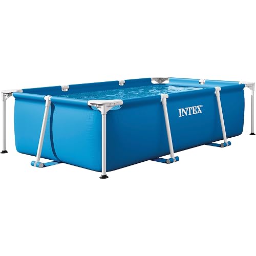 INTEX Rectangular Frame 7 ft 2 in x 4 ft 11 in x 23 in Above Ground Pool, Swimming Pool with Steel Frame, Pump Not Included