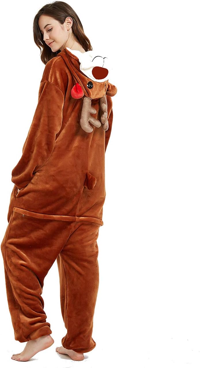 Women Deer Costume Adult Reindeer Onesie Onepiece Pajama - Image 4