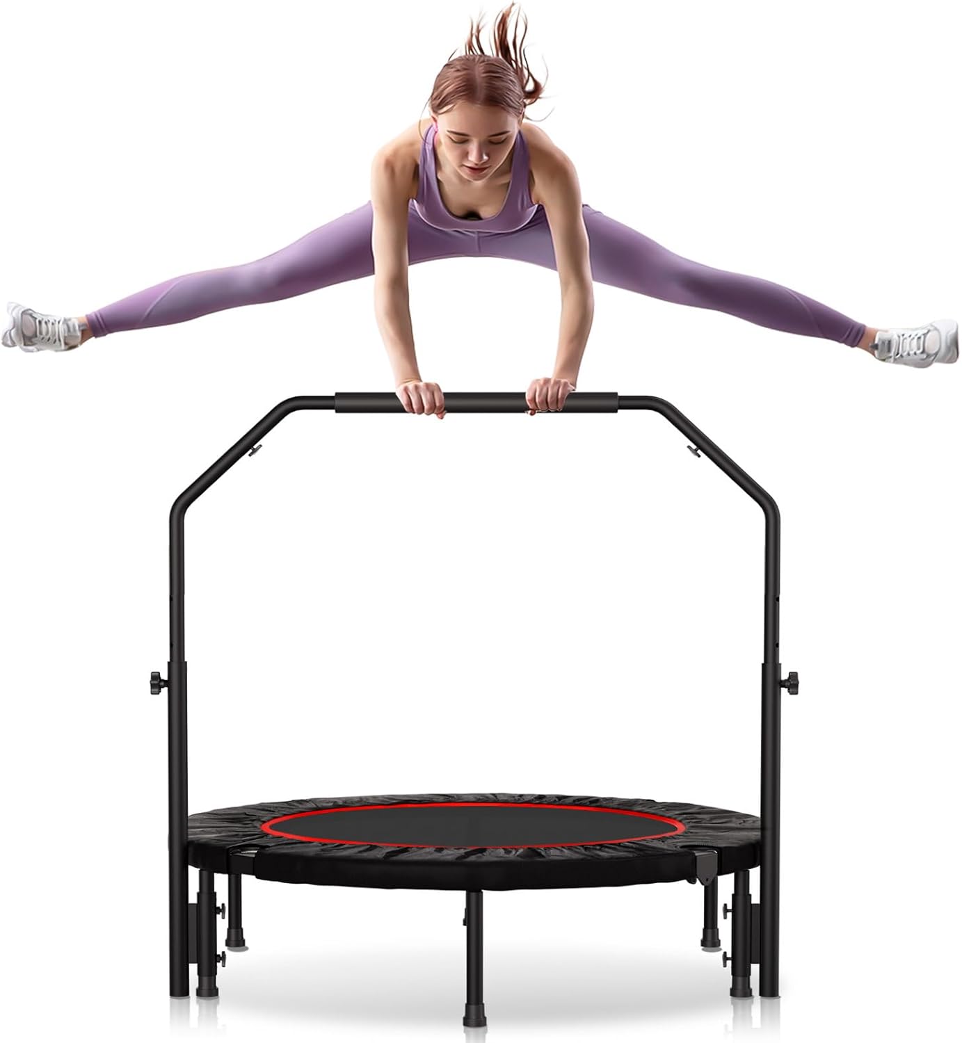 40 inch Rebounder for Adult,450 LBS Fitness Mini Rebounder with Adjustable Foam Handle,Foldable Exercise Rebounder for Indoor Workout