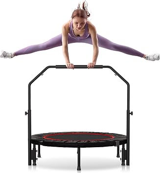 40 inch Rebounder for Adult,450 LBS Fitness Mini Rebounder with Adjustable Foam Handle,Foldable Exercise Rebounder for Indoor Workout