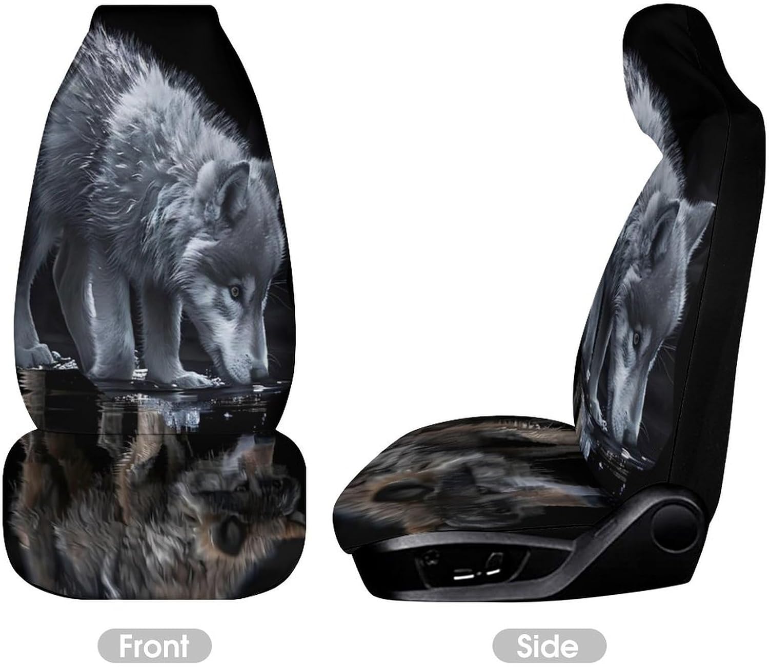 Wolf Pattern Printed Car Seat Covers Automotive Seat Covers Car Seat Protector Auto Front Seats Protector for Most Cars 1PCS