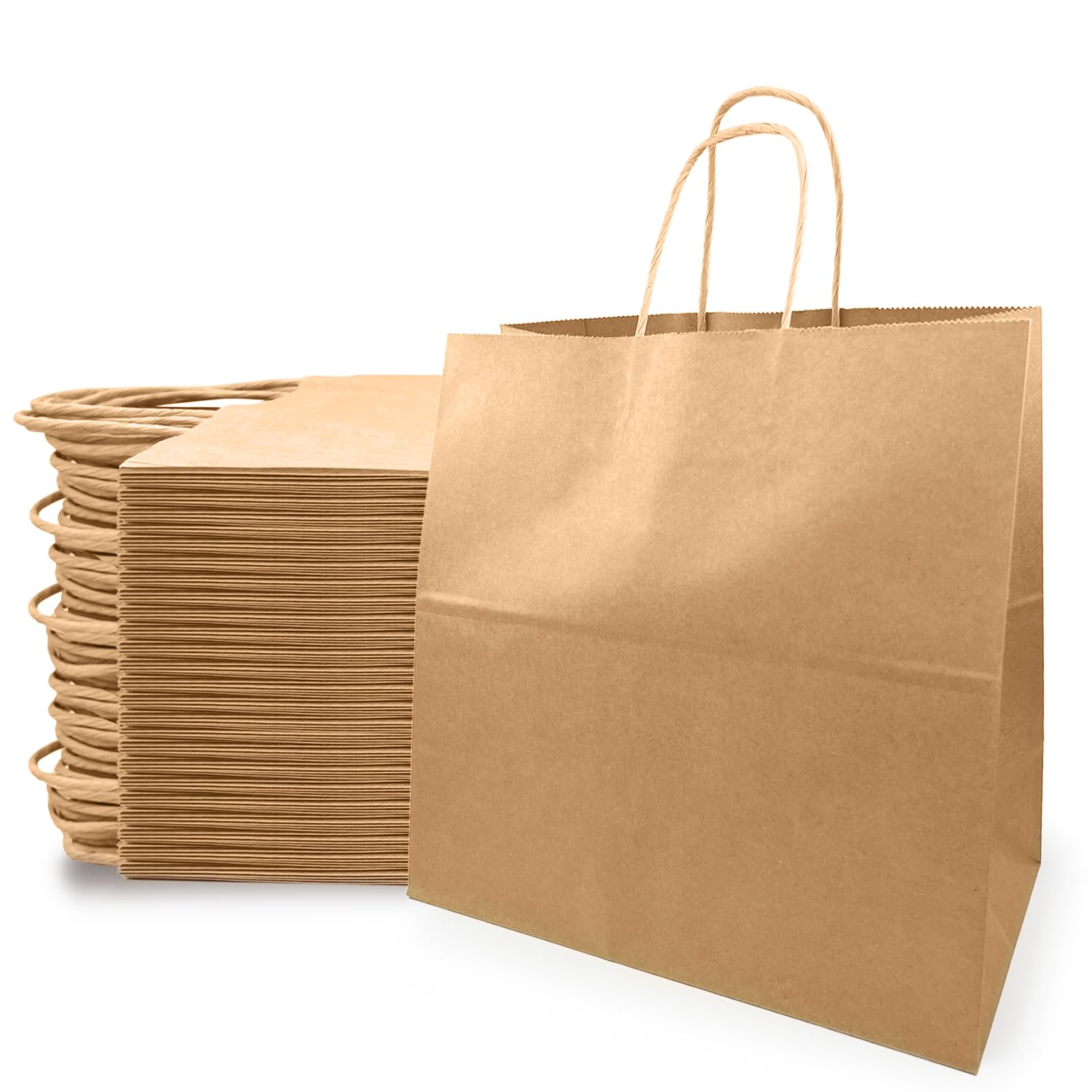Lot De 100 Sacs En Papier Kraft - Dimensions 21x12x7 Cm - Idéal Pour Petits Cadeaux, Bonbons, Fêtes, Mariage, Noël