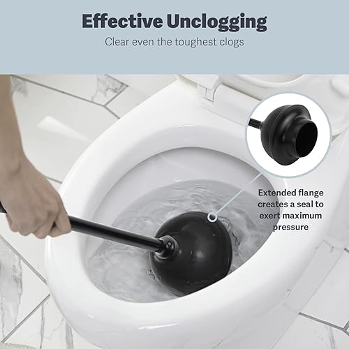 Miniatura 4 de Casabella Combo de Desatascador de Inodoro y Organizador Oculto para Baños, Juego de 2 Piezas de Desatascador de Inodoro de Servicio Pesado y