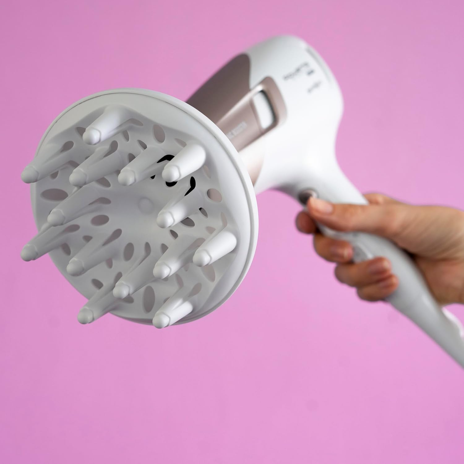 Rowenta Studio Dry CV5830 Secador de pelo 2300 W, Tecnología Effiwatts, 6 ajustes de velocidad/temperatura, Termocontrol, generador iónico, aire frío, difusor, cable 1.8 m, Blanco