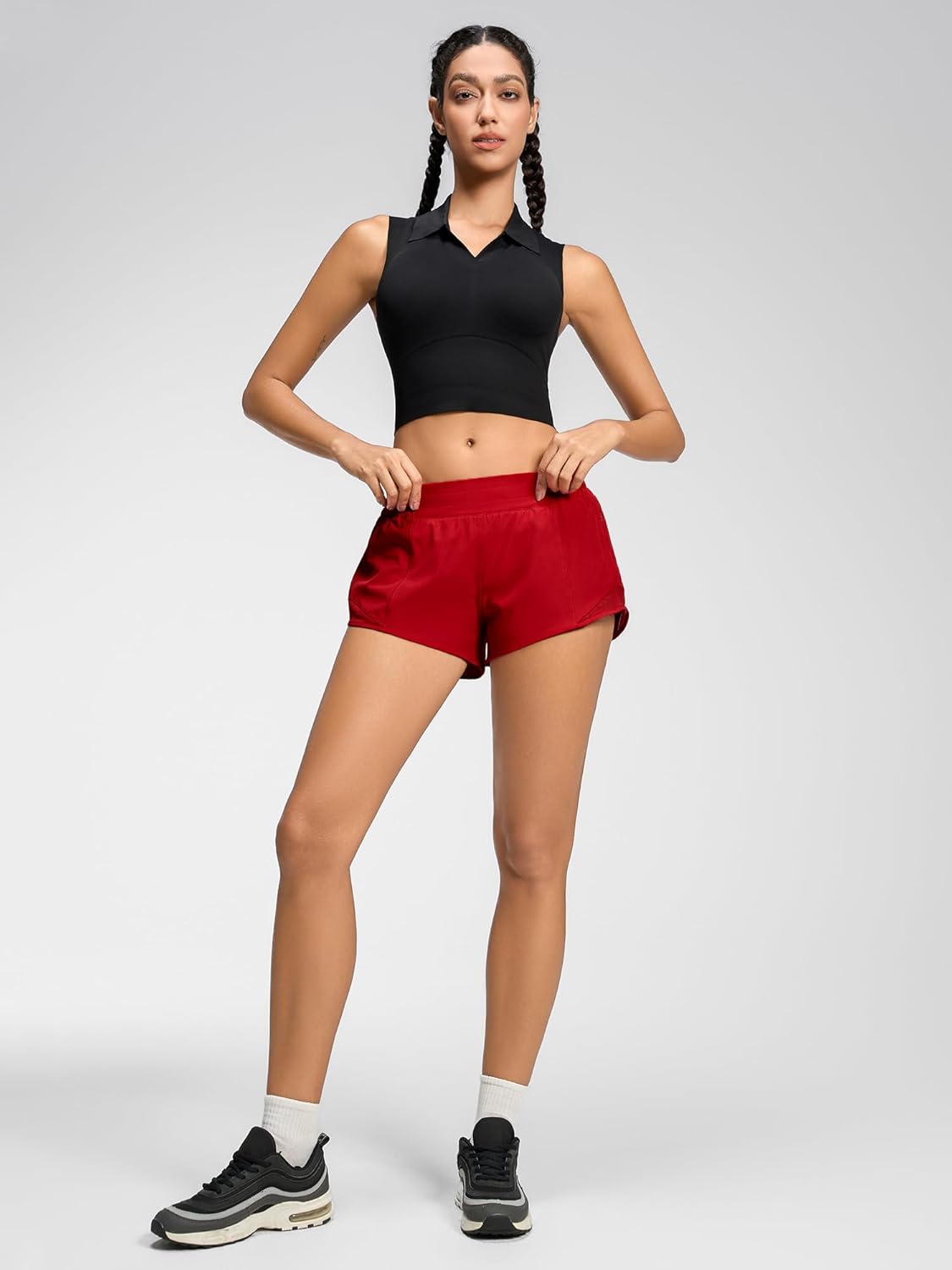 MCEDAR Women's Running Shorts Low Waisted 2.5"，Lightweight Active Workout Quick Dry Gym Athletic Sports Shorts Zip Pocket - Image 7