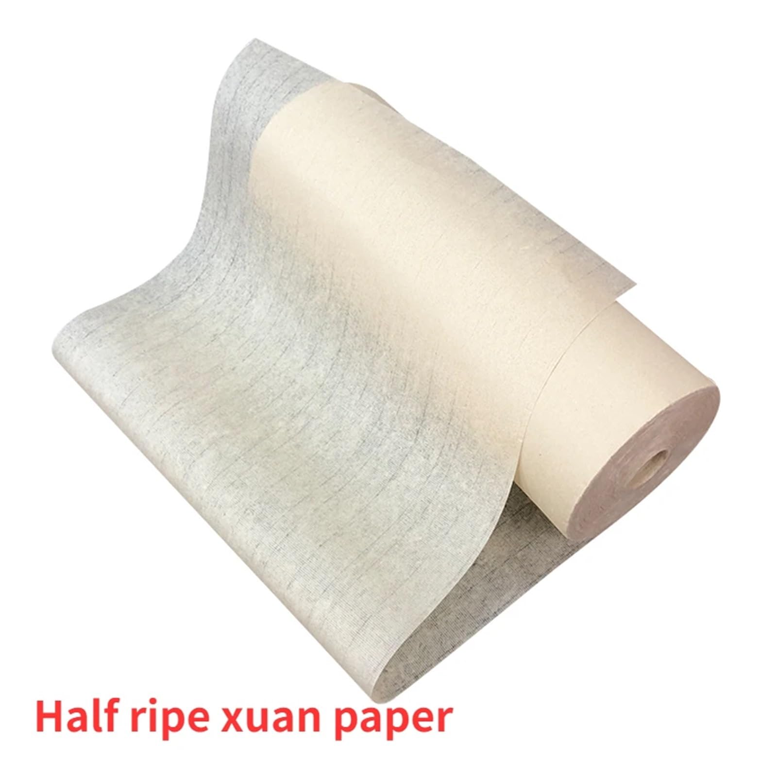 MIUYTRN 20m 50m 100m zwijany papier Xuan chińska kaligrafia malarstwo Papel Arroz półdojrzały papier Xuan ultracienki przezroczysty papier ryżowy cuicui(Half ripe xuan paper,0.34x100m)