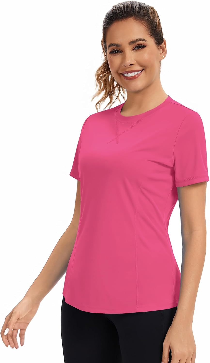 Avoogue Women's Short Sleeve Workout Tops Quick Dry Athletic UPF50+ Sun Protection Shirts Gym Hiking Running Yoga Clothes