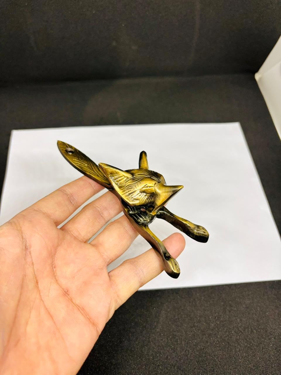 Handmade Brass Fox Door Knocker, Rustic Cottagecore Style Entrance