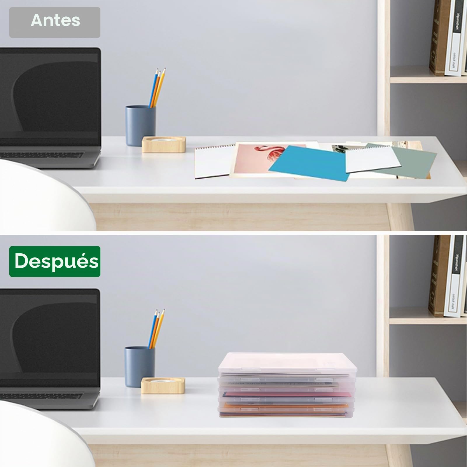 5 Piezas Caja de Archivo A4 Caja de Almacenamiento Multiusos de Plástico Slim Resistente a Impactos Organizador Transparente Robusto A4 para Documentos, Cartas, Álbumes de Recortes, Revistas