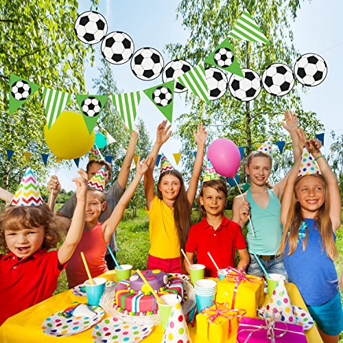 2Pcs Soccer Party Banners - Soccer Party Supplies Sports / Football / Soccer Themed First Birthday Party Decorations Football Pattern Banners Soccer Birthday Garland For Sports Party Supplies #TOP2