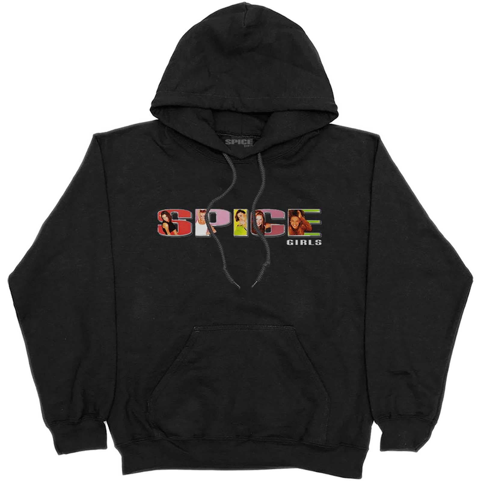The Spice Girls Hoodie Spice Band Logo Official Mens Black Pullover XXL