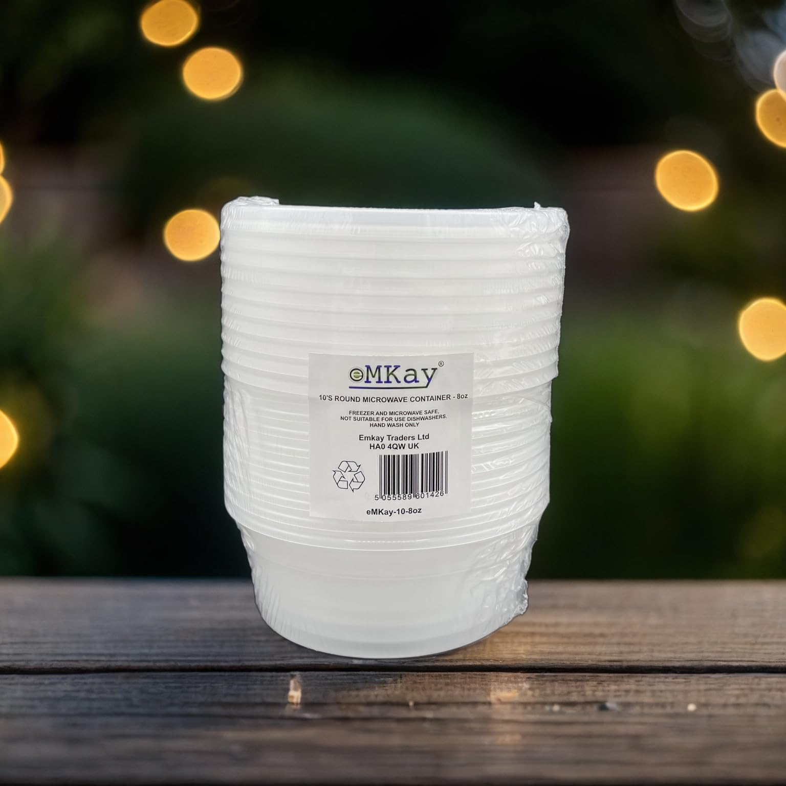 eMKay® 8oz Pack of 10 Round Plastic Containers with Lids - Food Storage Containers for Meal Prep - Reusable and Leakproof, Microwave and Freezer Safe Food Storage Tubs (8oz - 235ml)