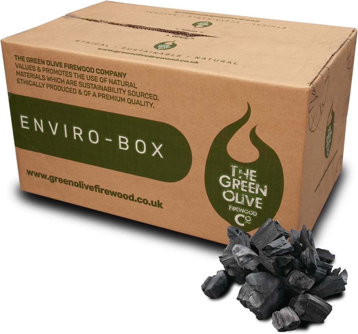 The Green Olive Firewood FCHPP8 8kg Restaurant Grade Lumpwood Charcoal, Natural