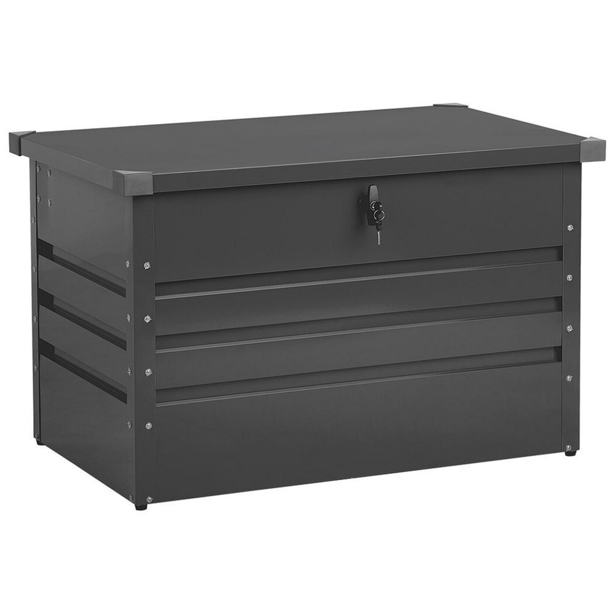 Beliani Coffre de Rangement Extérieur Acier Galvanisé 300 Litres 100 x 62 cm Gris Foncé