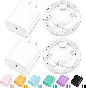 iPhone Charger Fast Charging,[Apple MFi Certified] 2Pack 20W Type C Fast Charger Block with 6FT USB C to Lightning Cable Compatible for iPhone 14/13/12/11 Pro Max/Xs Max/XR/X,iPad（White）